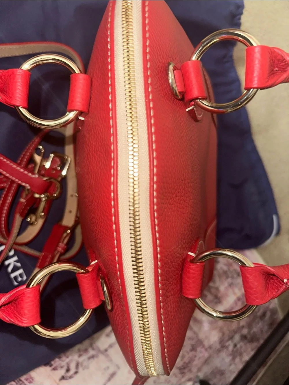 Dooney and Bourke red lucca leather domed satchel